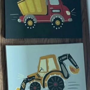 Children's Construction Vehicle Wall Art Set